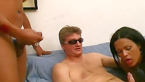 Horny blonde with big tits gets fucked by an older guy