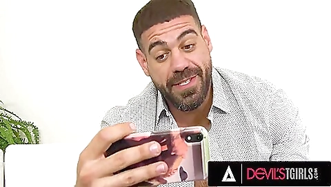 Big tits brunette trans gets deepthroated and ass fucked