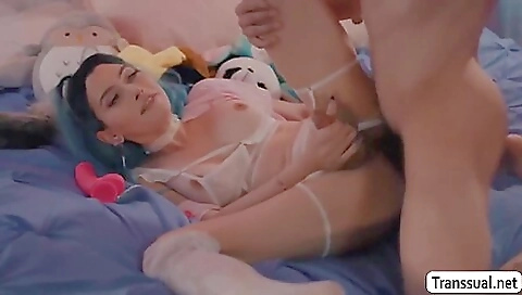 slutty tgirl 18+ gets fucked in the ass and in the pussy